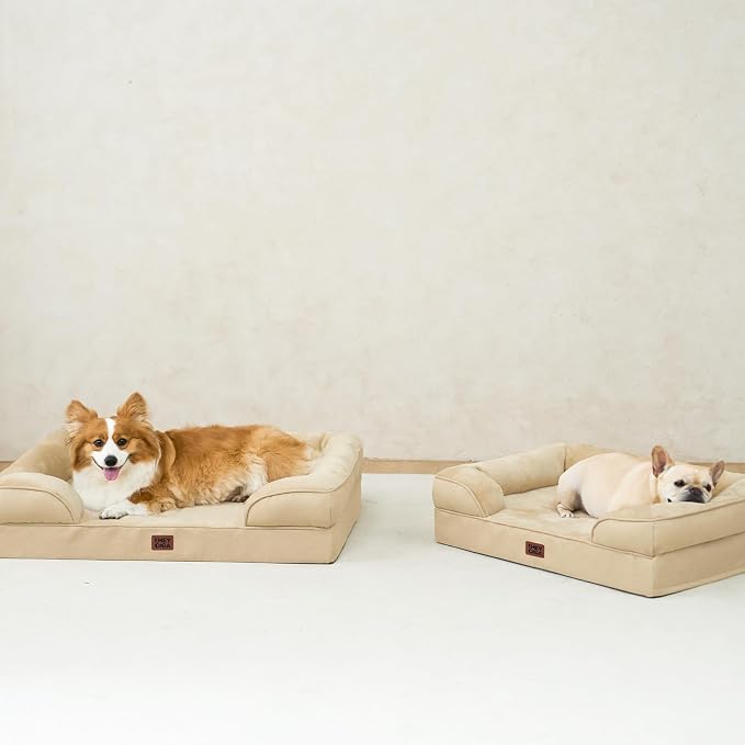 EHEYCIGA Orthopedic Dog Beds Large Sized Dog, Waterproof Washable Pet Bed | Non-Slip Bottom and Egg-Crate Memory Foam XL Dog Couch Bed with Washable Removable Cover, Greige - Image 8