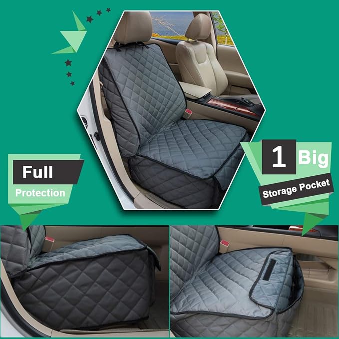 Waterproof Front Seat Cover Dog Car Seat Covers Nonslip and Full Protection with Side Flaps Fits Most Cars, Trucks, SUVs(Grey, 2Pack) - Image 4