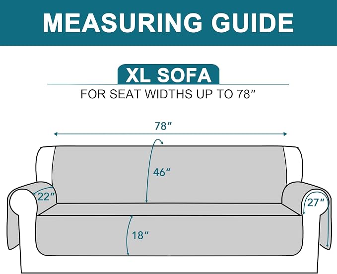 Turquoize 100% Waterproof Sofa Covers Couch Cover Sofa Cover for Dogs Couch Protector Triple Non-Slip Sofa Slipcover for 3 Cushion Couch Furniture Protector for Pets, Kids (XL Sofa 78", Stone Blue) - Image 5