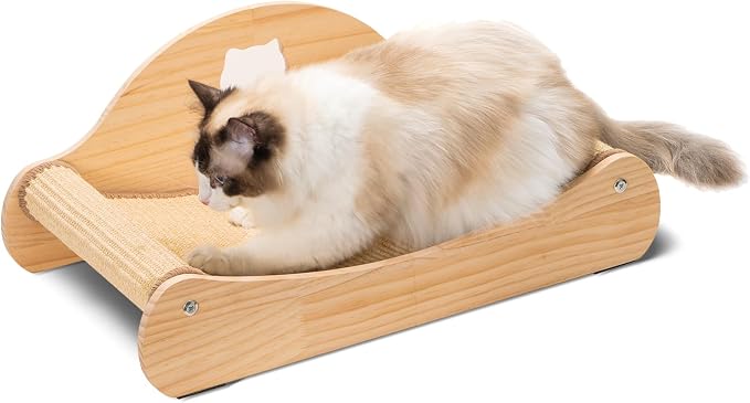 Avont Sisal Cat Scratcher Bed for Indoor Cats, Solid Wood Scratching Lounge | No-Mess Horizontal Scratcher -Large - Image 2