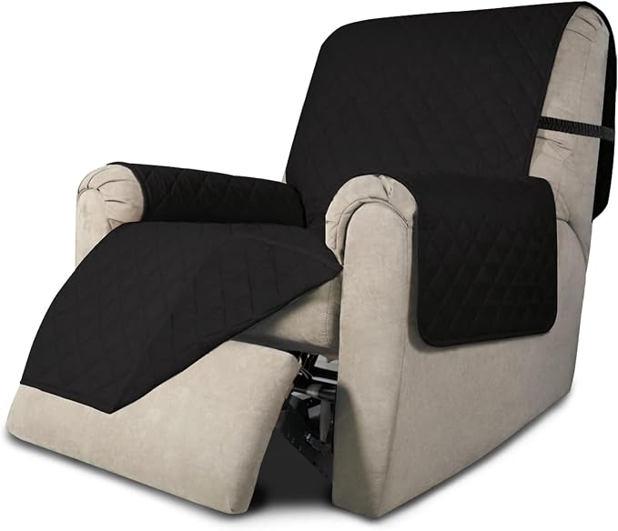 Easy-Going Reversible Couch Cover, Recliner 22 in, Black/Black | Machine Washable Slipcover For Dogs, Water Resistant Furniture Mat For Living Room, Non-Slip Sofa Cover, Pet Friendly by Easy-Going