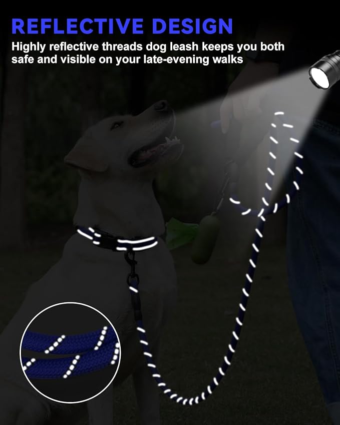 Dynmeow Reflective Dog Collar and Leash Set for Medium Dogs, Navy Blue | Soft Neoprene Padded, 6FT Climbing Rope, Ideal for Daily Outdoor Walking or Indoor Wearing, Night Visible for Safety - Image 4