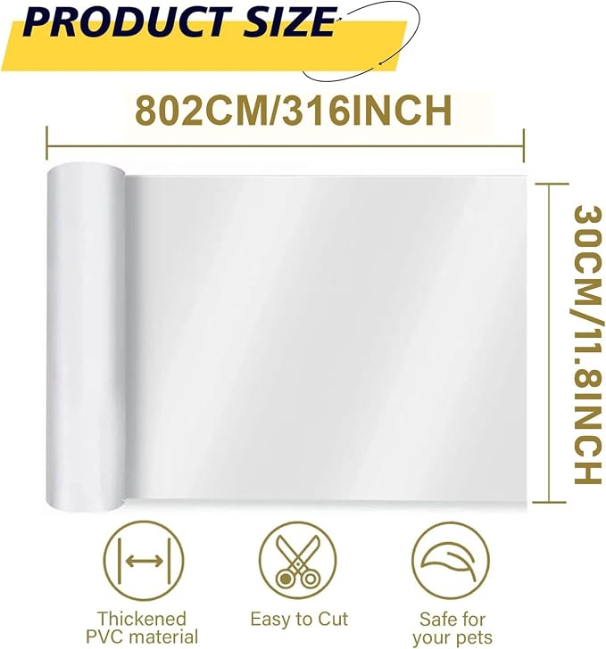yongjoy Cat Scratch Furniture Protector, 316" x 11.8" Clear Tape | Extra-long roll, 0.12mm thick vinyl, flexible design, customizable size, suitable for large furniture areas - Image 2