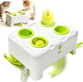 Cat Interactive Automatic Toys, Magic House Whack-a-Mole Toy | Rechargeable Stimulating Feather Kitten Toys, 3 Play Modes, 4 Holes Design, 4 Replacement Accessories by HAPPYCODE
