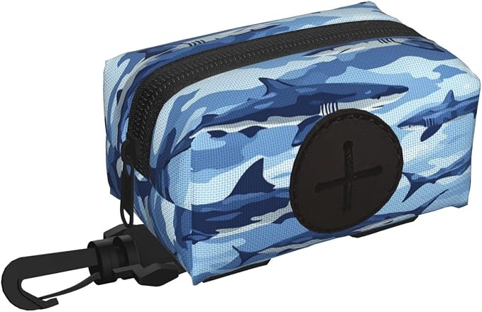 Dog Poop Bag Holder for Leashes - Lightweight Pet Waste Bags Dispenser Doggy Zippered Pouch for Puppy Walking Accessories(Camouflage Shark) by Xalvyriehf
