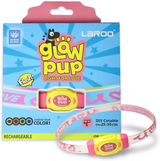 LaRoo LED Light Up Dog Collar, Multi-Color Glowing Safety Pet Collar, USB Rechargeable, Adjustable, Night Walk High Visibility Collar Safety Dog Light for Small Medium Dogs(Pink) - Image 9