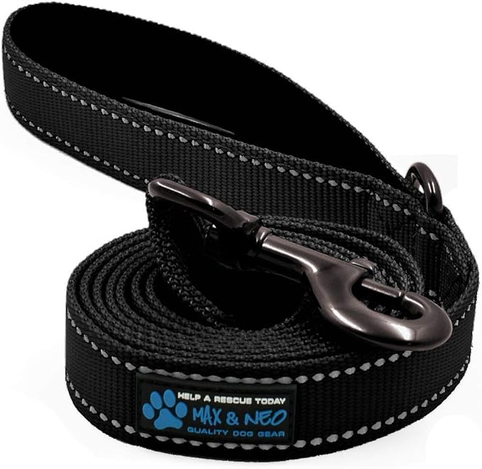 Max and Neo Reflective Nylon Dog Leash - Donate a Leash to Rescue for Each Sold (Black, 4ft) by MaxandNeo