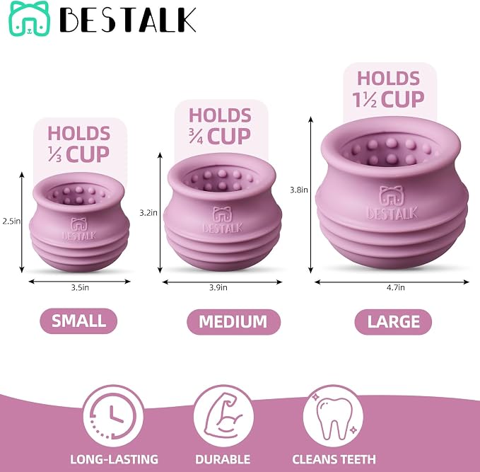 Dog Enrichment Treat Toy, Long-Lasting Wobbly Interactive Freeze Lick Toys for Dogs, Stuffable Puzzle Feeder Toy for Boredom, Silicone Treat Dispensing Chew Toy (Pastel Purple,L) - Image 6