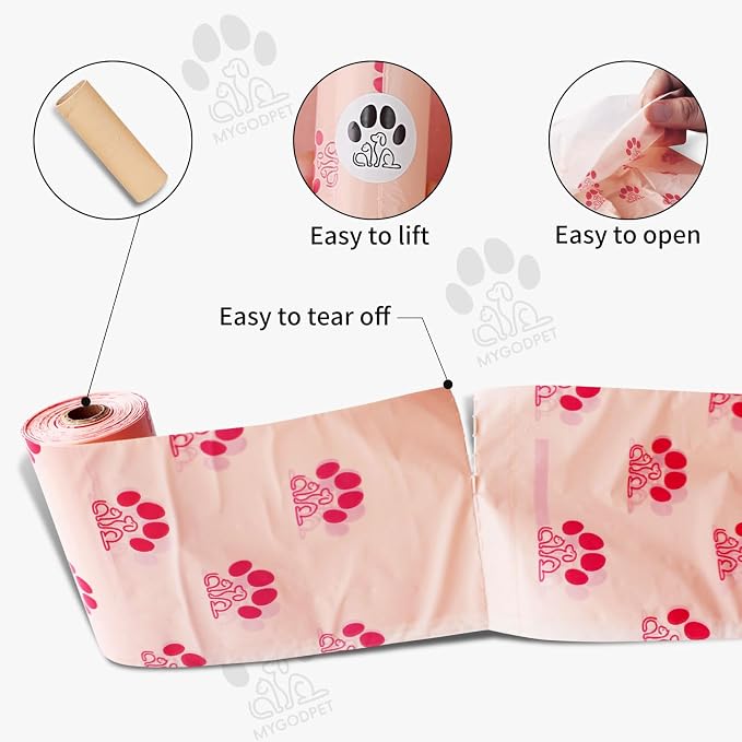 Dog Poop Bags Rolls with Dispenser 150 Count Biodegradable Poop Bags for Dog and Cat Cherry Blossom Scented Waste Bag Leak Proof Doggie Poop Bag Doggy Trash Bag Pink - Image 5