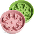 LE TAUCI Slow Feeder Dog Bowls Ceramic, 3 Cups Slow Feeding Dog Bowl Medium Large Breed, Pet Bowl for Fast Eaters, Puzzle Pet Dishes, Pink+Green by LETAUCI