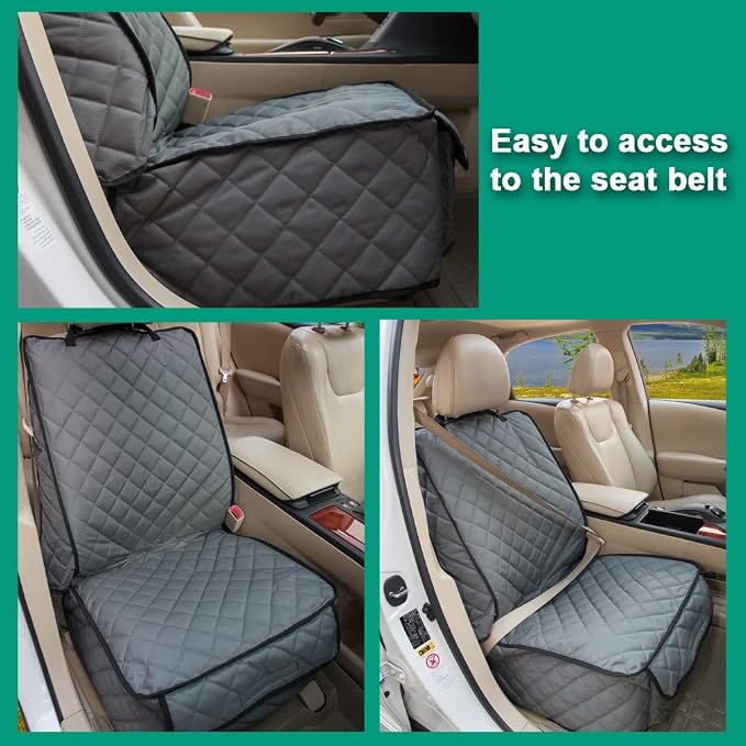 Waterproof Front Seat Cover Dog Car Seat Covers Nonslip and Full Protection with Side Flaps Fits Most Cars, Trucks, SUVs(Grey, 1Pack) - Image 7