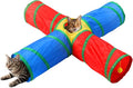 Pet Cat Tunnel, 4 Way Tunnels for Indoor Cats, Collapsible Pet Tunnel for Kitten, Puppy, Rabbit, 25cm-Wide Tunnels, Durable & Breathable, with Peek Hole Toy Ball by Tamiplay