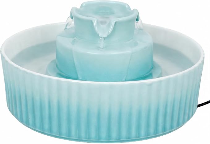 Ceramic Cat Water Fountain, 2.1L/71oz Cupcake Pet Water Fountain | Gradient Blue Automatic Pet Water Fountain For Cats & Dogs, Double Filtration, Easy To Clean, 360° Circulating Water Design by Waatoos