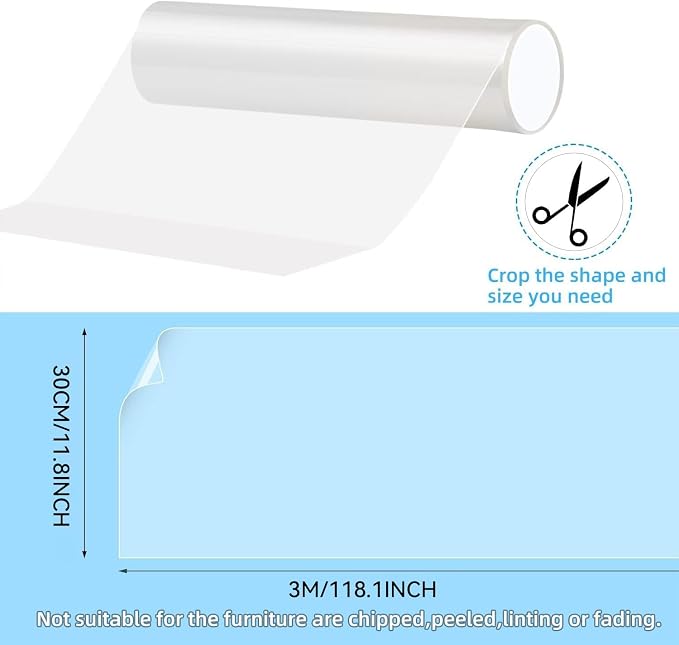 Anti Cat Scratch Furniture Protector (11.8" x 118") Single Sided | Thicken Vinyl Transparent Cat Anti Scratch Tape Flexible Couch Protector from Cat Claw Sticky Paws for Sofa, Door, Wall, Bed - Image 2