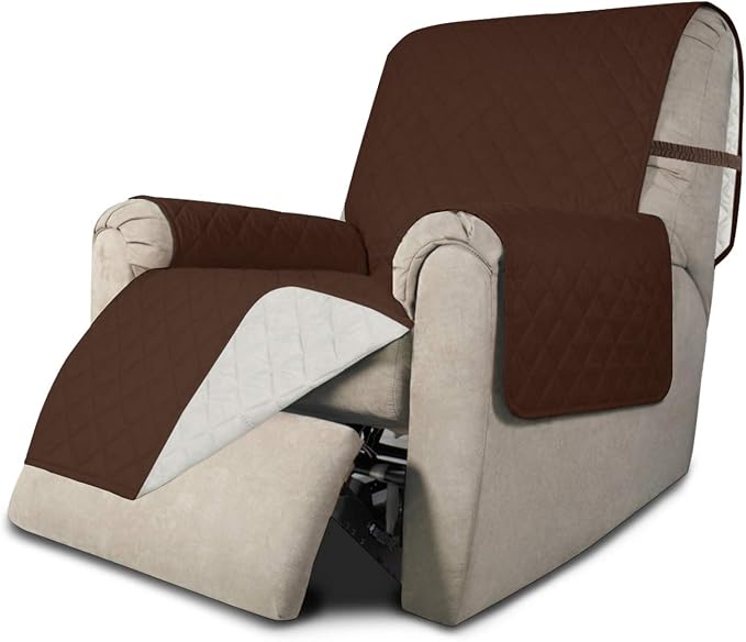Easy-Going Reversible Couch Cover, Recliner 19 in, Coffee/Ivory | Machine Washable Slipcover For Dogs, Water Resistant Furniture Mat For Living Room, Non-Slip Sofa Cover, Pet Friendly by Easy-Going