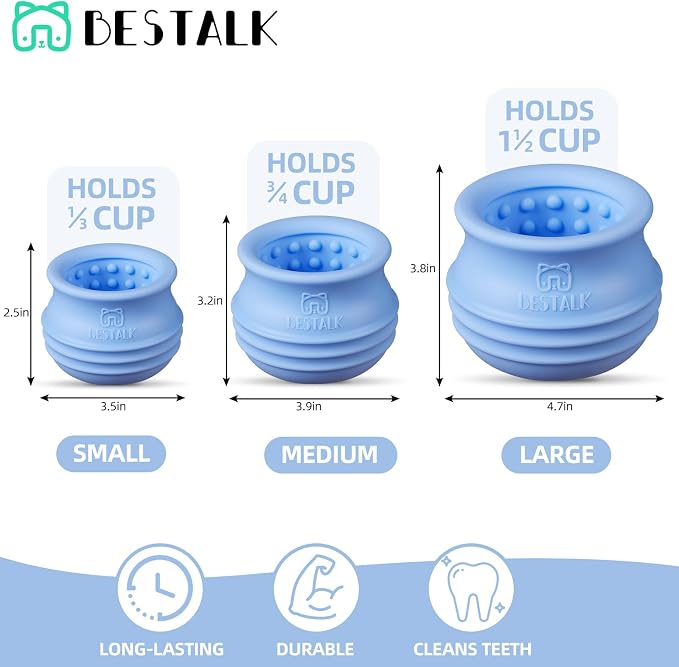 Dog Enrichment Treat Toy, Long-Lasting Wobbly Interactive Freeze Lick Toys for Dogs, Stuffable Puzzle Feeder Toy for Boredom, Silicone Treat Dispensing Chew Toy (Baby Blue,M) - Image 6