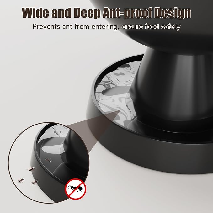 Raised Cat Food Bowl, Ceramic 15° Tilted Cat Bowl(Black) | Ant-Proof Design, for Whisker & Neck Fatigue, Protect Pet's Spine, Titled Anti-Vomiting Cat Dish, All Life Stage - Image 2
