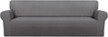 PureFit Stretch Couch Covers for Sofa 4 Seater Slipcovers Light Gray | 1-Piece Sofa Cover Washable Soft Couch protector, Couch Slipcover with Non Skid Foam and Elastic Bottom for Kids, Dogs by PureFit