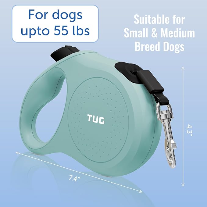 TUG Quest Retractable Dog Leash | 360° Tangle-Free | 16 ft Tape (M, Green) - Image 4