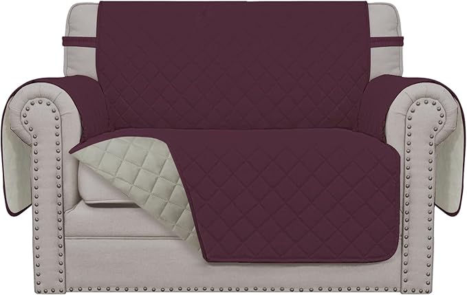 Easy-Going Reversible Couch Cover, Oversized Chair, Wine/Beige | Machine Washable Slipcover For Dogs, Water Resistant Furniture Mat For Living Room, Non-Slip Sofa Cover, Pet Friendly by Easy-Going