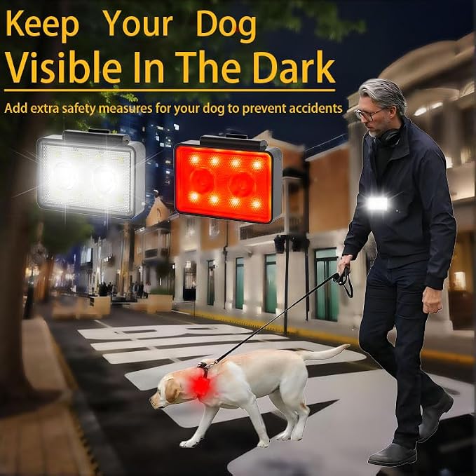 Rechargeable Dog Collar Lights, SUPPENGUIN 3+4 Modes Dog Lights Clip on for Night Walking, Night time, Portable, IP44 Waterproof (Black, 2 Pack) - Image 8