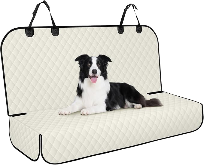 Waterproof Dog Backseat Cover for Cars, Non-Slip Pet Seat Protector, Beige by NECKORY