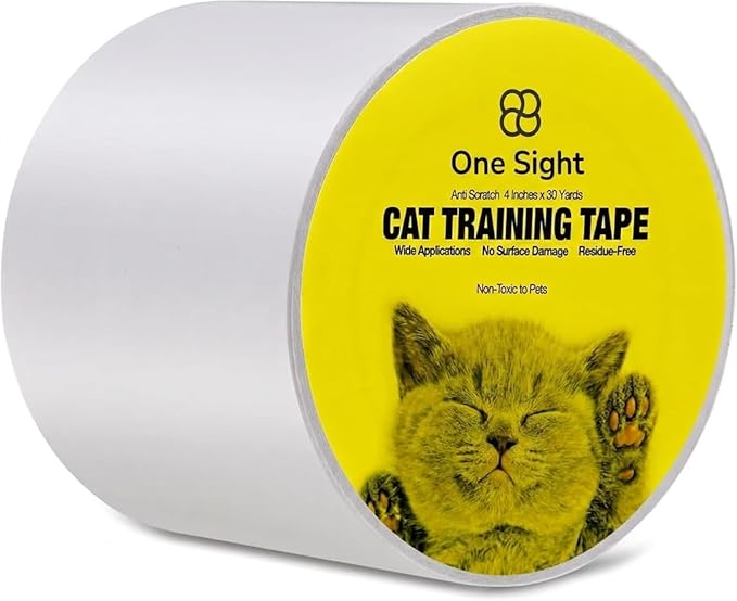 One Sight Single Sided Anti Scratch Cat Tape for Furniture, Clear PVC | Cat Scratch Furniture Protector for Couch, Carpet & Door Protection, Residue-Free, Easy Application, 4 In x 30 Yards by OneSight