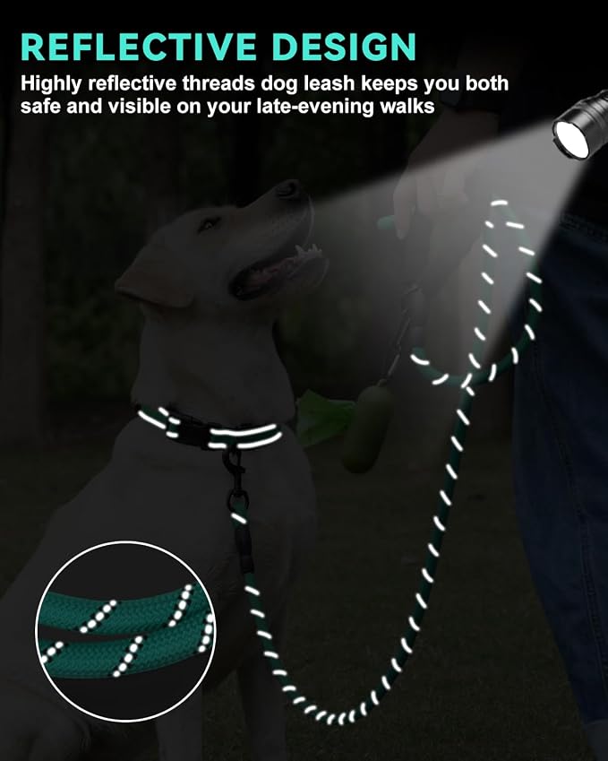 Dynmeow Reflective Dog Collar and Leash Set for Large Dogs, Teal | Soft Neoprene Padded, 6FT Climbing Rope, Ideal for Daily Outdoor Walking or Indoor Wearing, Night Visible for Safety - Image 4