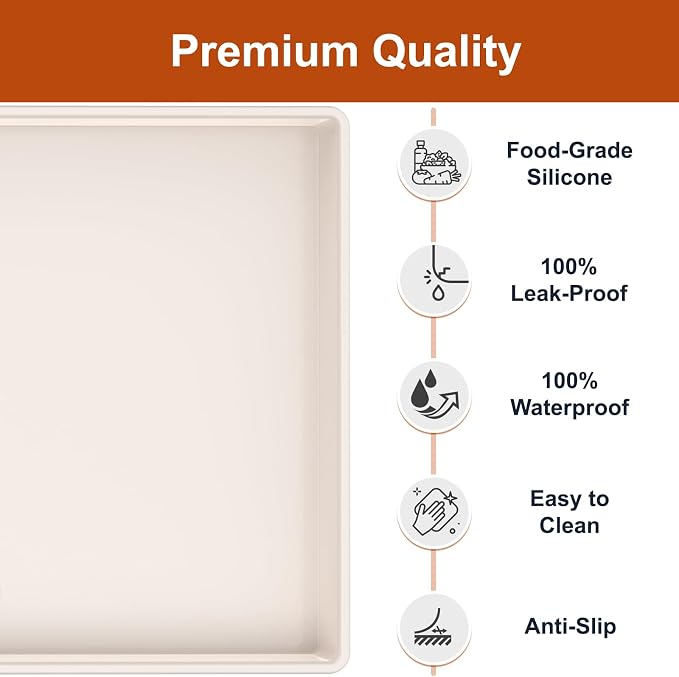 34" x 22" Extra Thick Silicone Mat Waterproof with Raised Edge, Beige | Under Sink Mat for Kitchen & Bathroom, Kitchen Cabinet Liner, Multi-Purpose for Storage & Protection - Image 2