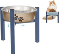 Elevated Cat Bowl Stand Good for Senior Cats Digestion Arthritis Relief - Adjustable Metal Feeder Riser, Fits 5.1-7.45” Round Bowls (No Bowls)（Blue） by Unknown