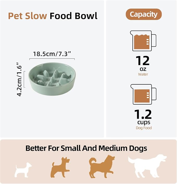 Havniva Dog Bowls Slow Feeder, Ceramic Slow Feeder Dog Bowls for Fast Eater | 1.2 Cups Dog Food Bowl Puzzle Feeder, Slow Feeding Bowls for Small & Medium Breed, Non-Slip Base, Anti-Choking - Image 2