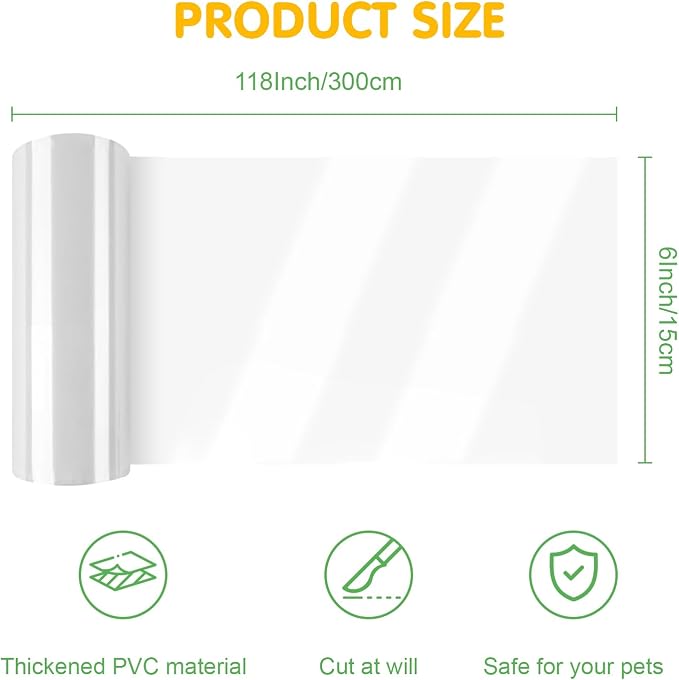Door Protector Tape from Dog Scratching 6Inch x 118Inch | Dog Scratch Guard for Doors & Furniture –Transparent No-Residue Pet Scratch Protector - Image 2