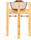 Elevated Dog Bowl Stand Adjustable Dog Food Holder 14”H Large Bamboo | 14” Elevated Dog Bowl Stand, Large Dogs, Adjustable, Fits 8”-11” Bowls, Single Bowl Holder, Natural Bamboo, Classic by HTB