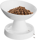 Raised Cat Food Bowl, Ceramic 15° Tilted Cat Bowl(White) | Ant-Proof Design, for Whisker & Neck Fatigue, Protect Pet's Spine, Titled Anti-Vomiting Cat Dish, All Life Stage by Pawinner