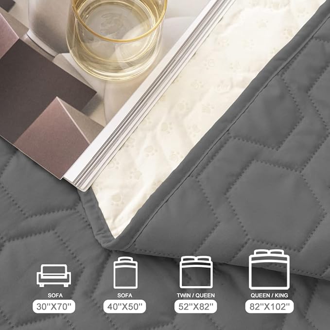 Tcksstex Waterproof and Non-Slip Dog Bed Cover and Pet Blanket Sofa Pet Bed Mat ，car Incontinence Mattress Protectors Furniture Couch Cover for Most Cats Dogs,Pets（30x70-Dark Grey） - Image 6