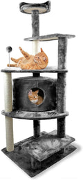 Furhaven 59.8" Tall Cat Tree for Indoor Cats, Ft. Sisal Scratching Posts, Condo, & Toys - Tiger Tough Platform House Interactive Playground Tower - Gray, One Size by FurHaven