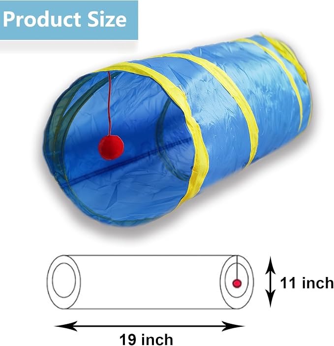 Cat Tunnel Tube Toys，Tunnels for Indoor Cats, 2 Way Collapsible Interactive Toy with Balls for Rabbits, Kittens, Ferrets, Puppy | Interactive Pet Crinkle Pop Up Tunnel with Balls Peek Hole Hideaway for Rabbits, Kittens, Ferrets, Puppy Playing & Exploring - Image 3