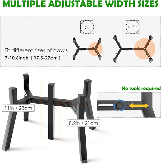 Elevated Dog Bowl Stand for Large Dogs, Adjustable Width 7-10.6", Raised Dog Food Water Holder, 2-in-1 Design, Bowl Not Included - Image 3
