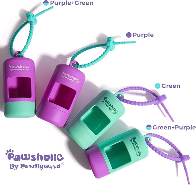 Dog Poop Bag Dispenser Fits All Dog Leash, Poop Bag Holder with Adjustable Silicone Strap, Doggy Walking Accessory, Without Rolls (green+purple) - Image 6