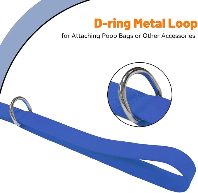 Waterproof Dog Leash, 5/6 FT Durable Odor-Proof Dog Leashes with Strong Metal Hooks Fits Small Medium or Large Dogs (Blue, 6FT - 1 inch Width) - Image 3
