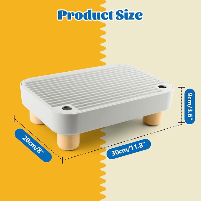 Litter Box Step, Cat Litter Ramp Catcher with Wooden Base, Grey | Cat Step with Filter Function, Anti-Tracking Litter Box Step Stool, Ideal for Kitten & Elderly Cats, Easy to Clean - Image 2
