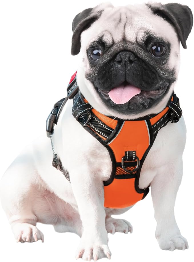 Reflective Dog Harness Large Breed Adjustable No Pull Vest | with Handle 2 Metal Rings 3 Buckles [Easy to Put on & Take off](XL, Orange) - Image 6