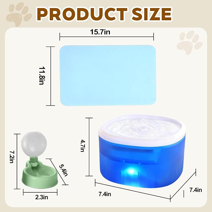 Cat Water Fountain,2.2L/74oz Cat Fountain – Ultra Quiet Upgraded Automatic Pet Water Fountain with 3 Replaceable Filters,12oz Pet Outdoor Water Bottle&Cat Drinking Fountain for Small Dogs (Blue) - Image 8