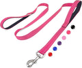 6 FT Pink Nylon Reflective Dog Leash for Small Dogs with 2 Padded Handle | Soft breathable padded dual handles,D-Ring design by Unknown