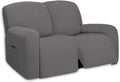 PureFit Super Stretch Loveseat Recliner Sofa Couch Cover with Pocket | 2 Seats Non Slip Soft Sofa Slipcover, Washable Reclining Furniture Protector for Pets (Recliner Loveseat, Light Gray) by PureFit
