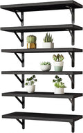 YGEOMER 16.5in Floating Shelves for Wall Home Decor, Black Set of 6 | Rustic wood shelves with metal brackets. Space-saving for books & decor. Works in bathroom, kitchen, living room & bedroom. by YGEOMER