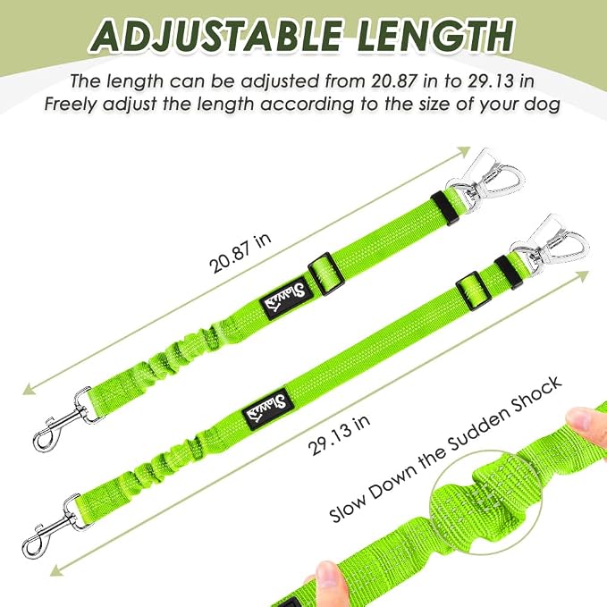 Lukovee Dog Car Harness Seat Belt, Harness & Seatbelt with 2 in 1 Buckle | Adjustable Soft Breathable Mesh Harness, Reflective Elastic Reflective Tether, for Small Medium Large Dogs Pets (Green, L) - Image 8