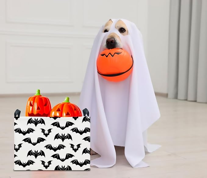 CLOCOR Rectangular Storage Basket Empty,Gift Basket,Waterproof Storage Bin with Handles,Room Decor(New Bat) - Image 2