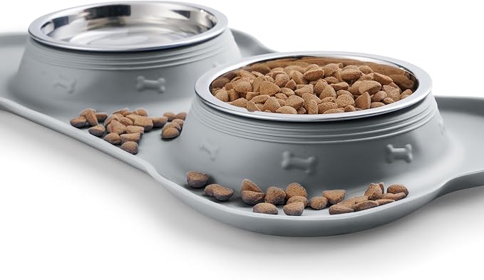 Hubulk Pet Dog Bowls 2 Stainless Steel with No Spill Non-Skid Silicone Mat + Pet Food Scoop Water and Food Feeder Bowls for Feeding Small Medium Large Dogs Cats Puppies ( Gray) - Image 5