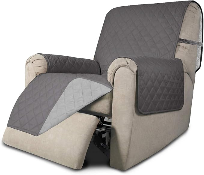 Easy-Going Reversible Couch Cover, Recliner 19 in, Gray/Light Gray | Machine Washable Slipcover For Dogs, Water Resistant Furniture Mat For Living Room, Non-Slip Sofa Cover, Pet Friendly by Easy-Going